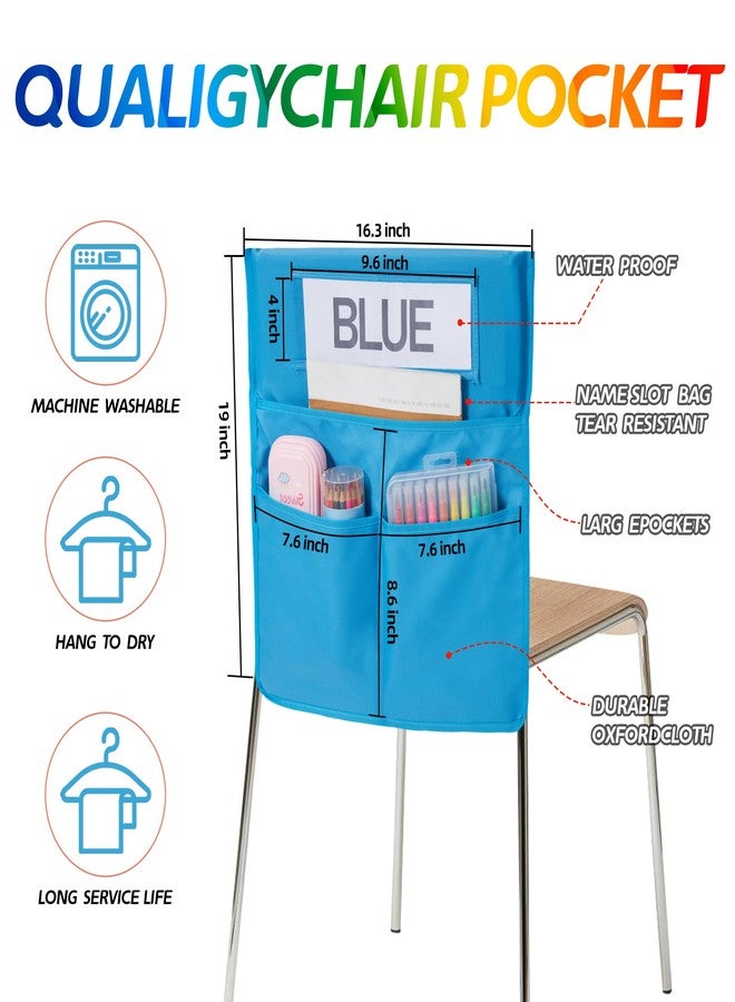 HELLO PAPAYA Chair Pockets for Classrooms 1-18 Pack Chairback Buddy Pocket Chart with 3 Pockets and 1 Student Name Tag,Student Chair Pockets Organizer Chair Bags Classroom - Image 2