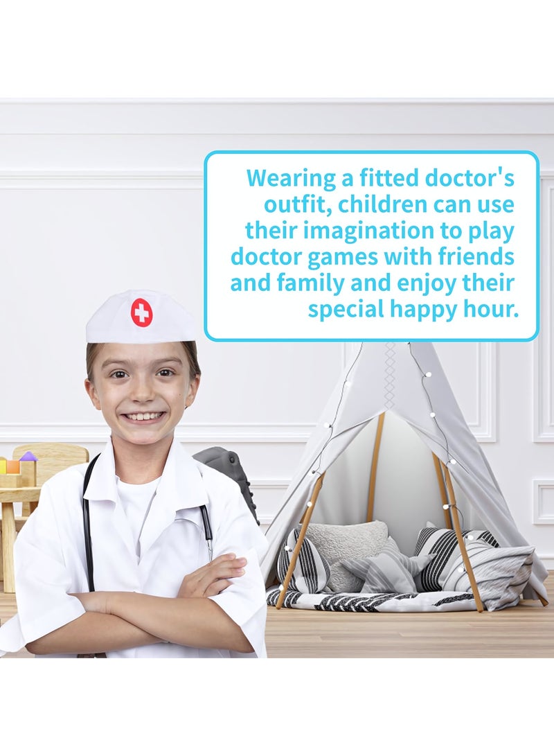 2 Piece Kids Dress Up Set, Children's Doctor Nurse Cosplay Costume, Role Play Hospital Unisex Coats and Cap, Doctor Party Accessories Birthday Gifts for Girls Boys  - Image 5