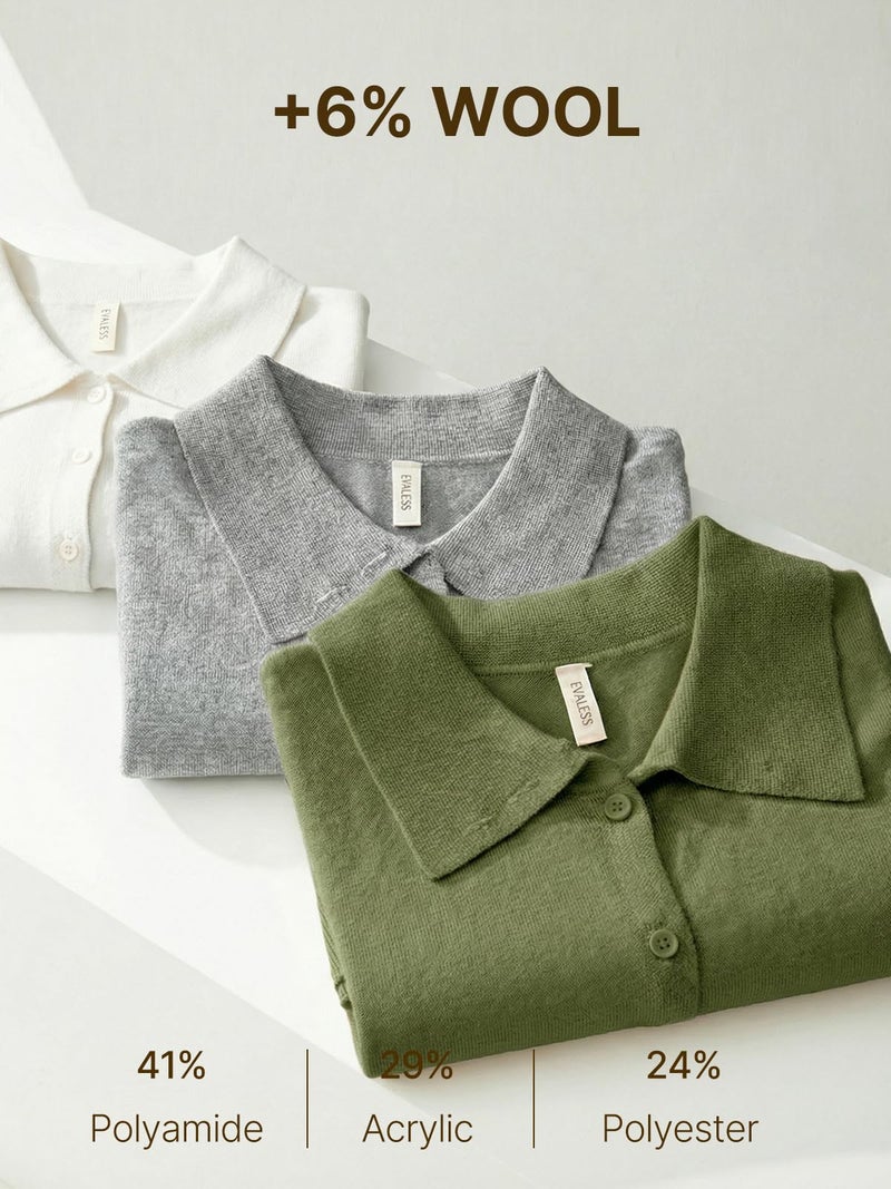 EVALESS Cardigan Sweaters for Women Lightweight Trendy Long Sleeve Lapel Collar Button Down Sweaters Spring Fashion 2026 Wool Blend Knit Cardigans Sweater Tops Spring Outfits Four Leaf Clover X-Large - Image 4