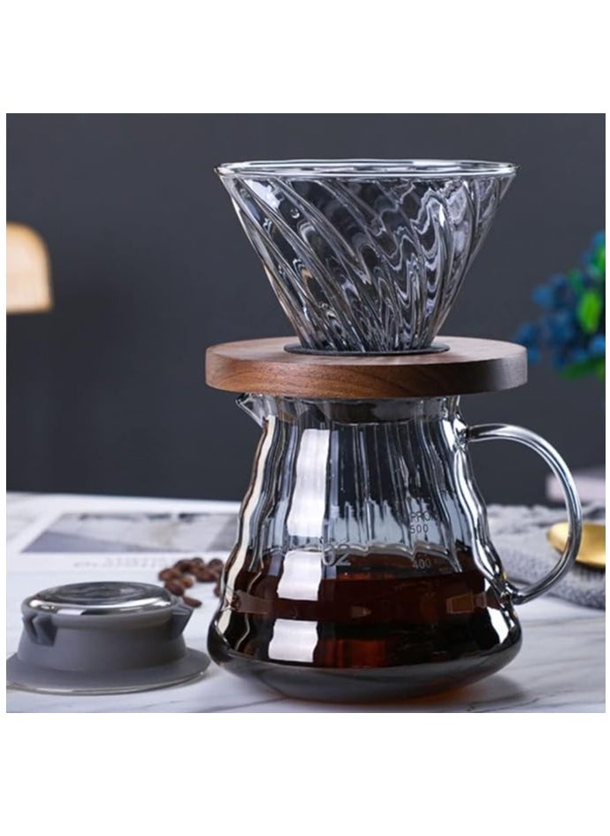 رانك  طقم تقطير v60 اّلة قهوة مكونة من قمع زجاجي وسيرفر زجاجي  - Image 1
