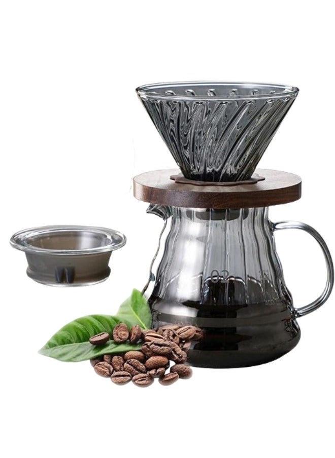 رانك  طقم تقطير v60 اّلة قهوة مكونة من قمع زجاجي وسيرفر زجاجي  - Image 2