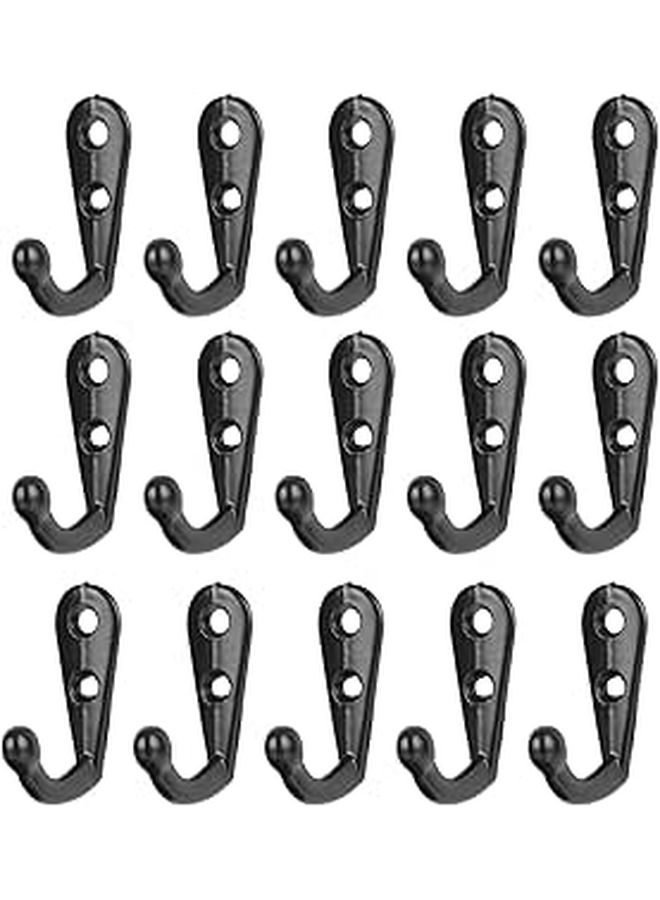 24 Pcs Matte Black Aluminum Alloy Wall Hooks For Coat Hat Bathroom Closet Entryway - Image 1