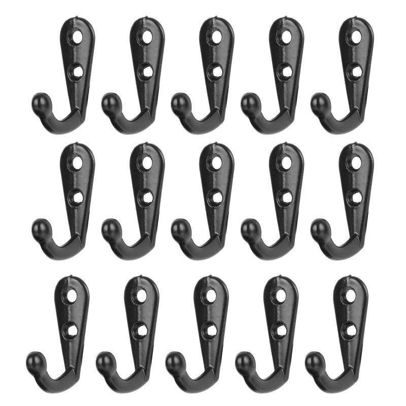24 Pcs Matte Black Aluminum Alloy Wall Hooks For Coat Hat Bathroom Closet Entryway - Image 2