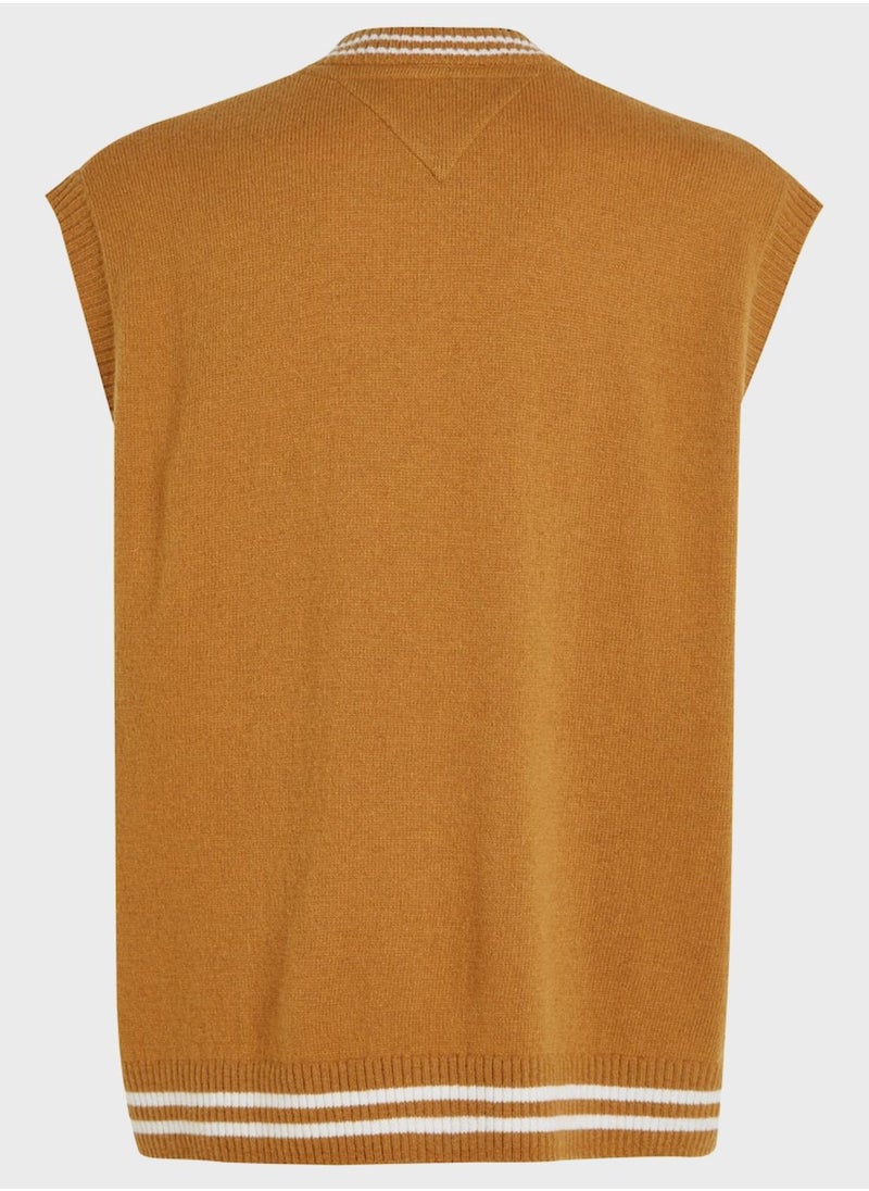 TOMMY JEANS - Logo V Neck Sweater - Image 1
