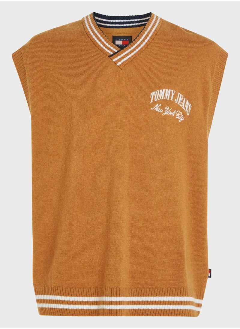 TOMMY JEANS - Logo V Neck Sweater - Image 1
