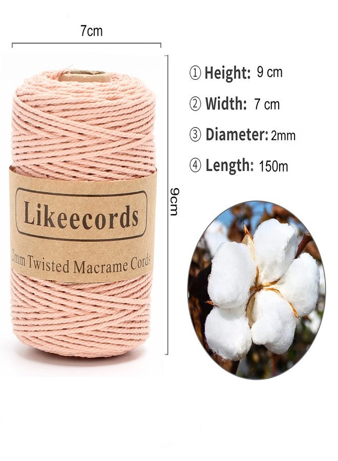 Likeecords خيط مكرمية 2 مم 150 متر، خيط قطني طبيعي مرن وناعم، خيط مكرمية بثلاثة خيوط ملتوية لصنع الحرف اليدوية، وتعليق النباتات، وتزيين المنزل. - Image 2