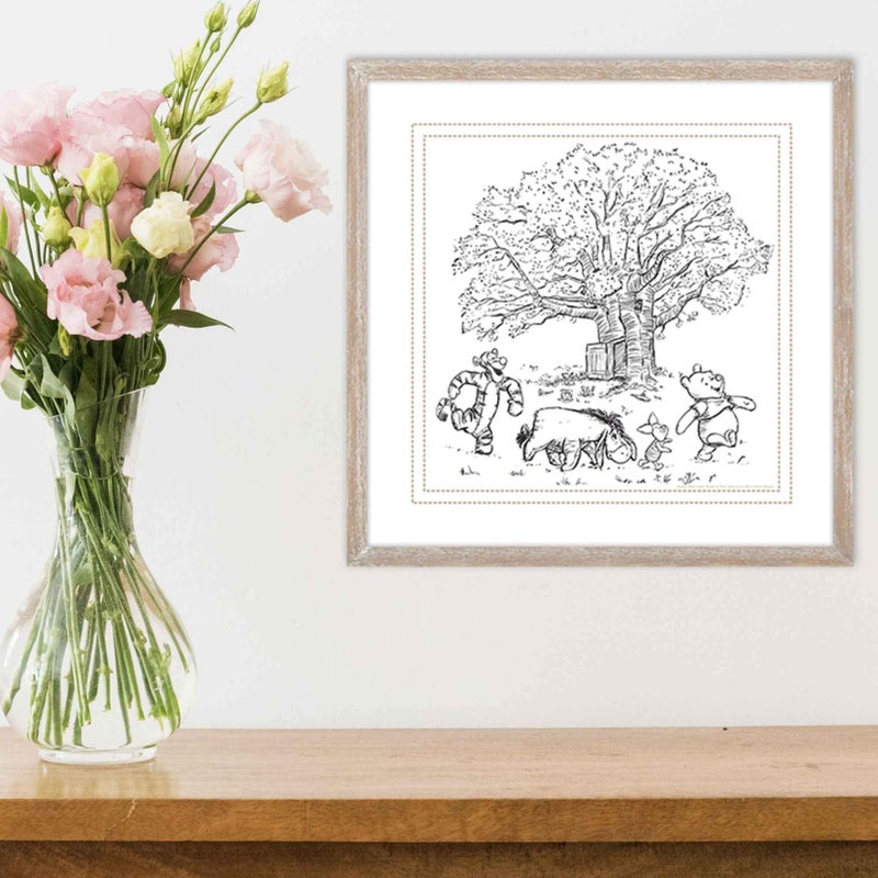 Open Road Brands Disney Winnie the Pooh and Friends Sketched Scene Framed Wood Wall Decor - Large Vintage Winnie the Pooh Picture - Image 5