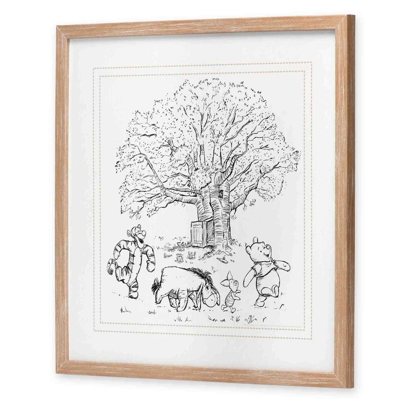 Open Road Brands Disney Winnie the Pooh and Friends Sketched Scene Framed Wood Wall Decor - Large Vintage Winnie the Pooh Picture - Image 2