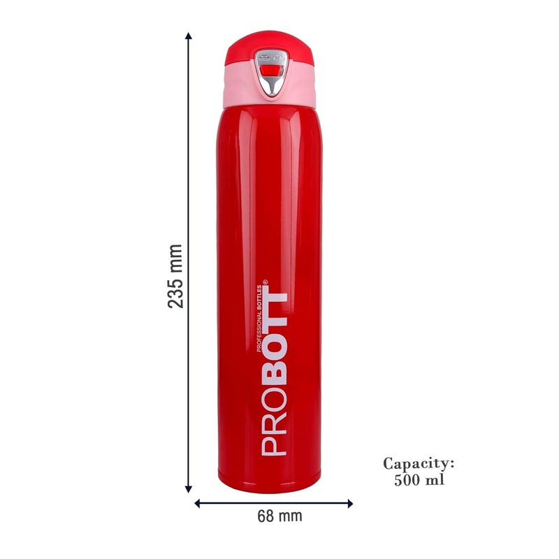 PROBOTT Thermosteel Vacuum Flask Hot & Cold Sports Bottle Each 500ml -Red (Pack of 2) - Image 4