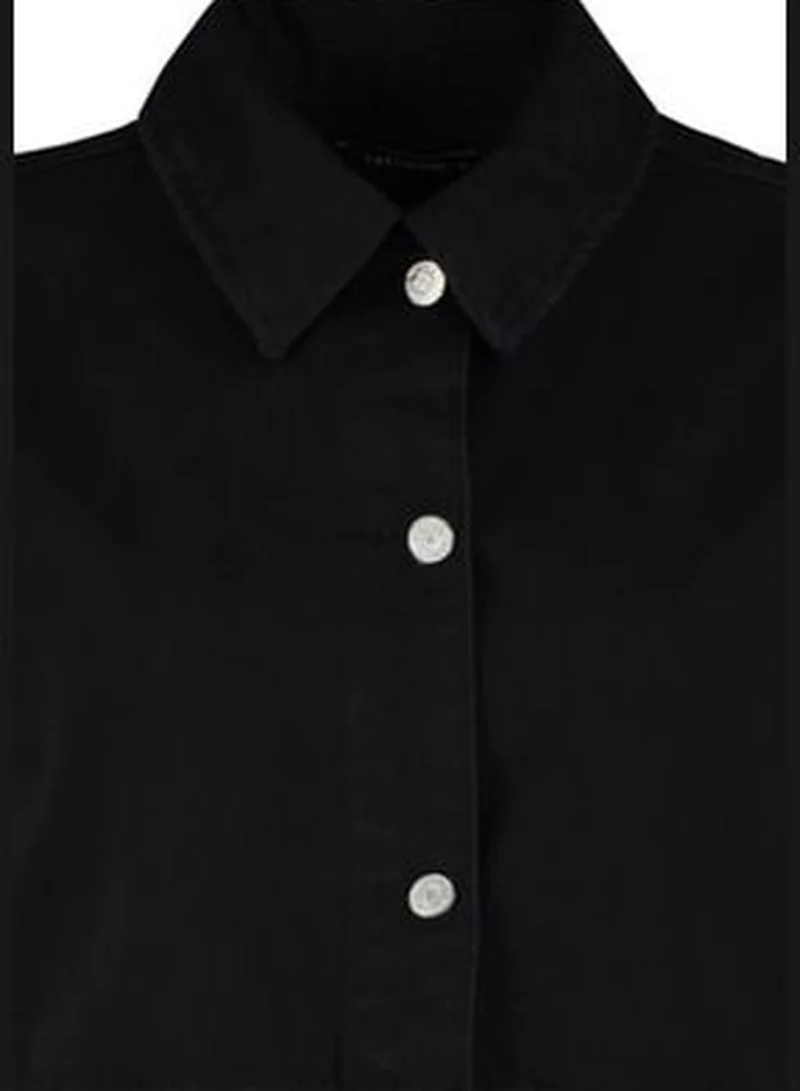 trendyol Black Shirt Collar Pocket Detailed 100% Cotton Denim Vest Jacket TCTAW22CK0006
