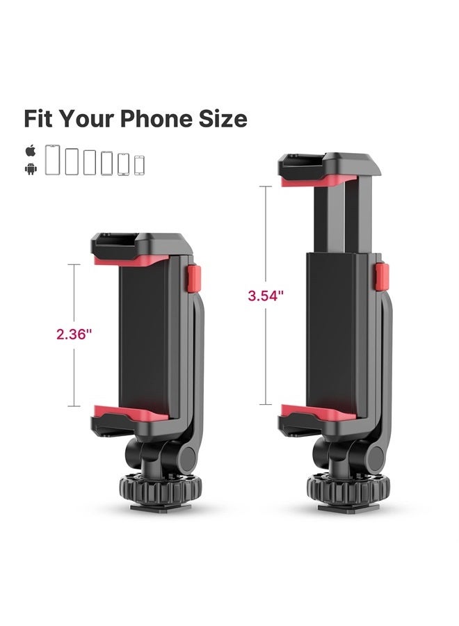 Ulanzi Phone Tripod Mount ST-06S, Universal Smartphone Mount Adapter with 2 Cold Shoe, 360° Rotates and Adjustable Cell Phone Clip Clamp Holder, Compatible with iPhone, Samsung Galaxy and All Phones - Image 2
