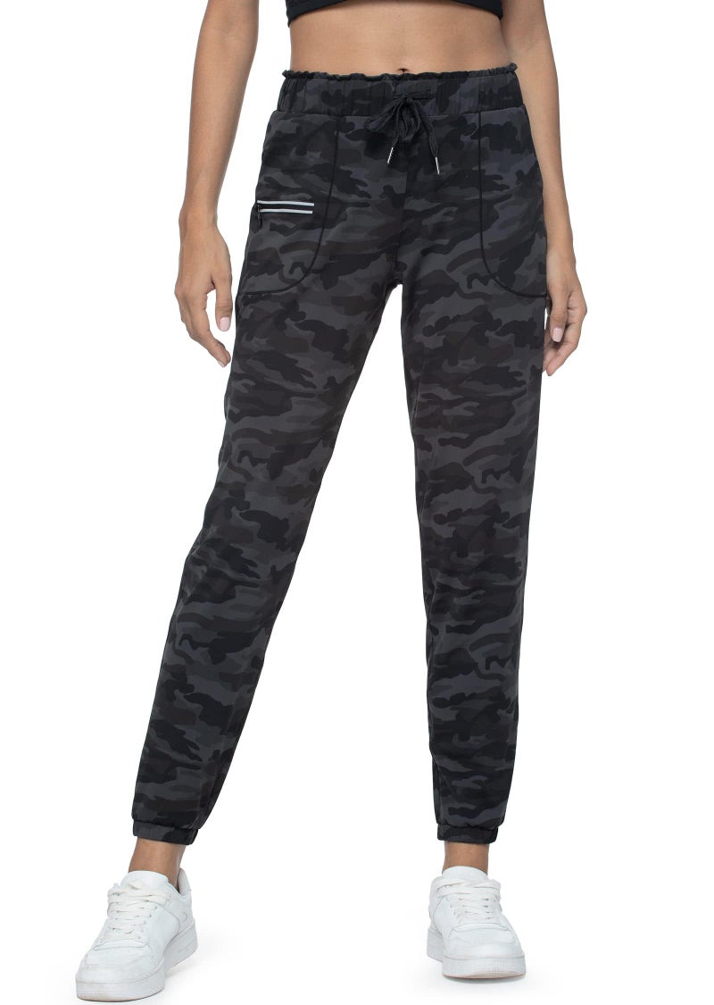 Haowind Joggers for Women with Pockets Elastic Waist Workout Sport Gym Pants Comfy Lounge Yoga Running Pants(Black Ash Camo L) - Image 1