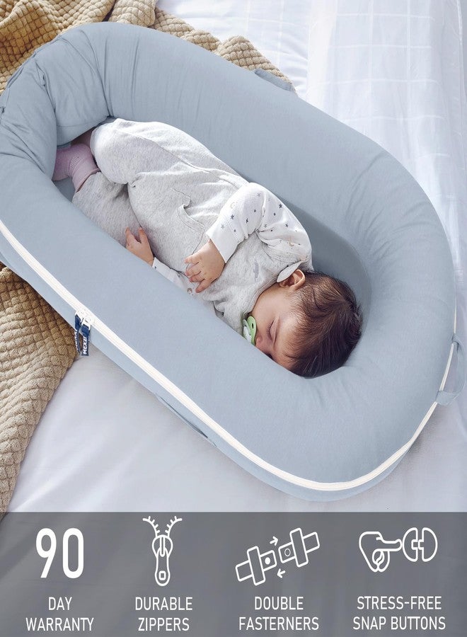 MEXXI Organic Replacement Cover with Waterproof Pad | Premium Quality Spare Cover Certified Organic Cotton | [Fits Dockatot Deluxe + Docks] (Cover Only) (Alice Blue, Waterproof Organic Cotton) - Image 5