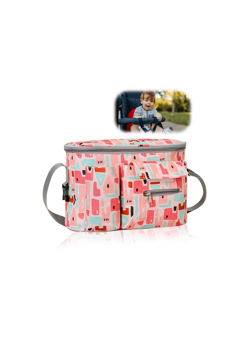 SOLARAE منظم عربة أطفال عالمي، حقيبة منظم عربة أطفال محمولة، حقيبة منظم عربة أطفال مقاومة للماء، حقيبة تخزين لعربات الأطفال لحمل زجاجات الماء، الهواتف المحمولة، الألعاب، مع طلاء PU مقاوم للاحتكاك (1 عبوة) - Image 1