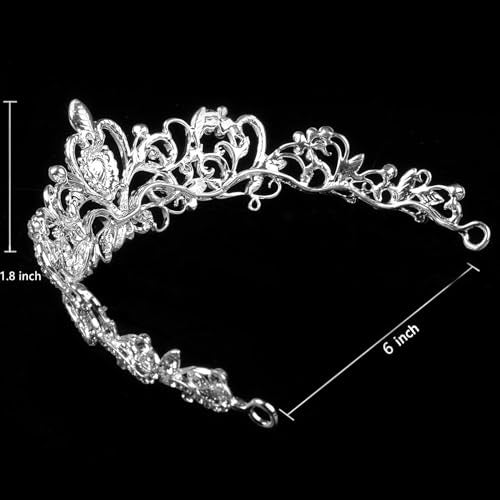 Vofler Princess Peach Crown, Fairy Godmother Rapunzel Costume Tiara for Women - Vofler Silver Coronas para 15 Años Hair Accessories for Princess Bride Diaries Party Quinceanera Prom Wedding Birthday Girls - Image 4