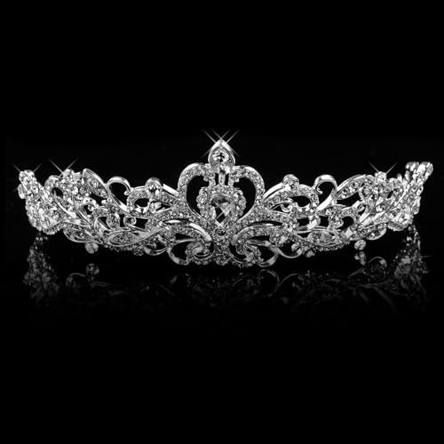 Vofler Princess Peach Crown, Fairy Godmother Rapunzel Costume Tiara for Women - Vofler Silver Coronas para 15 Años Hair Accessories for Princess Bride Diaries Party Quinceanera Prom Wedding Birthday Girls - Image 5