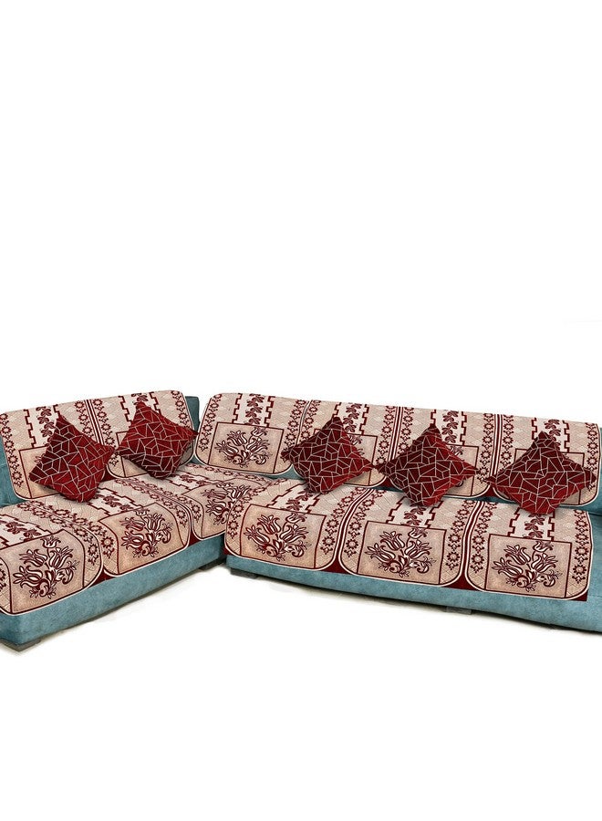 Dazzling DECOR L Shape Velvet Sofa Cover Set - Printed Sofa Back Slip Covers Panels 3 and 2 and 1 Seater Cover for Long Sofa Couch - Premium Slip Cover Protector with Cushion Covers, Maroon_1001 - Image 2