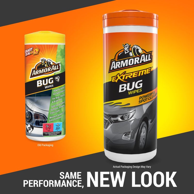 أرمور أول Armor All, 30 Bug Wipes, Citrus Scent, Quickly and Easily Cleans Insects, Tree Sap and Brake Dust, Suitable for all Surfaces, Freshness Lock, Ideal for Car & Motorcycle Detailing, Made in the UK - Image 2