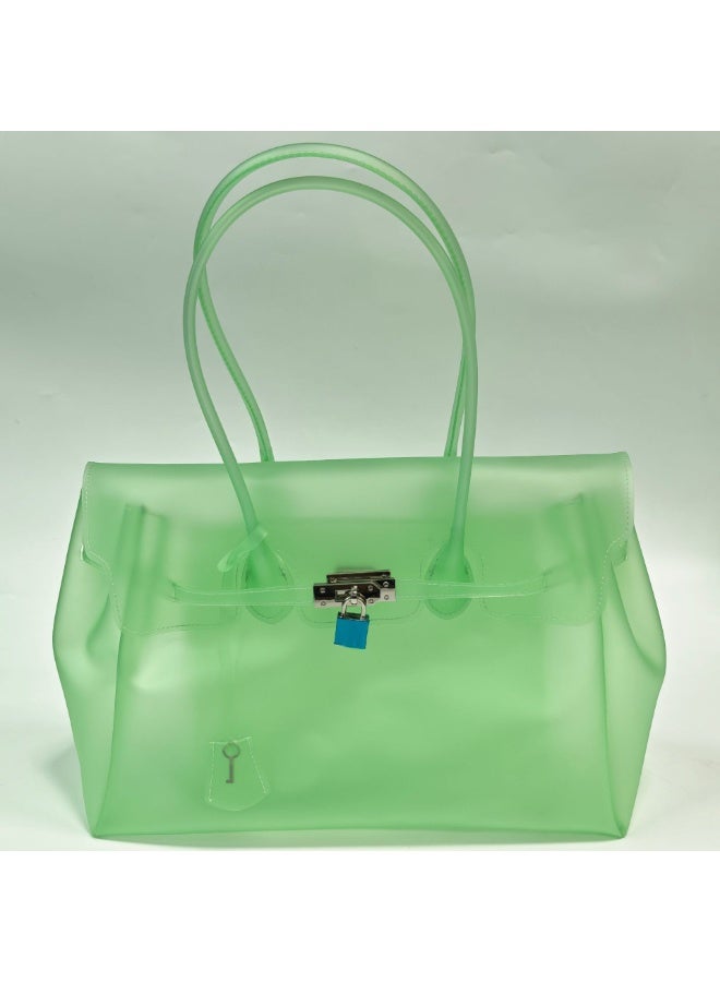 JellyFirkin Kiiikiii Style TPU Transparent Jelly Polka Dot Shoulder Handbag Tote Bag