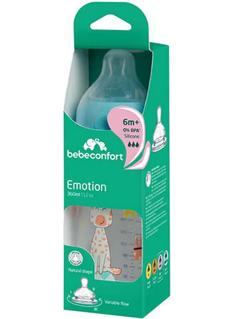 Emotion Baby Bottle 0% BPA Silicone Natural Shape Nipple Blue 6M+ 360ML