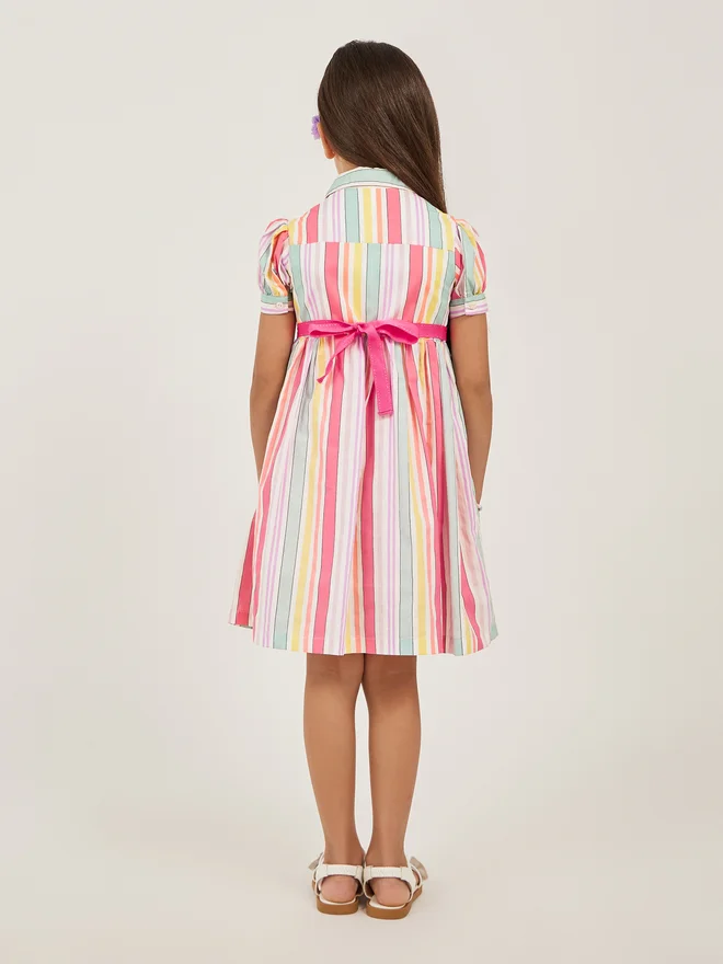 Styli Striped Shirred Dress