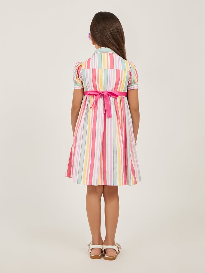 Styli Striped Shirred Dress - Image 4