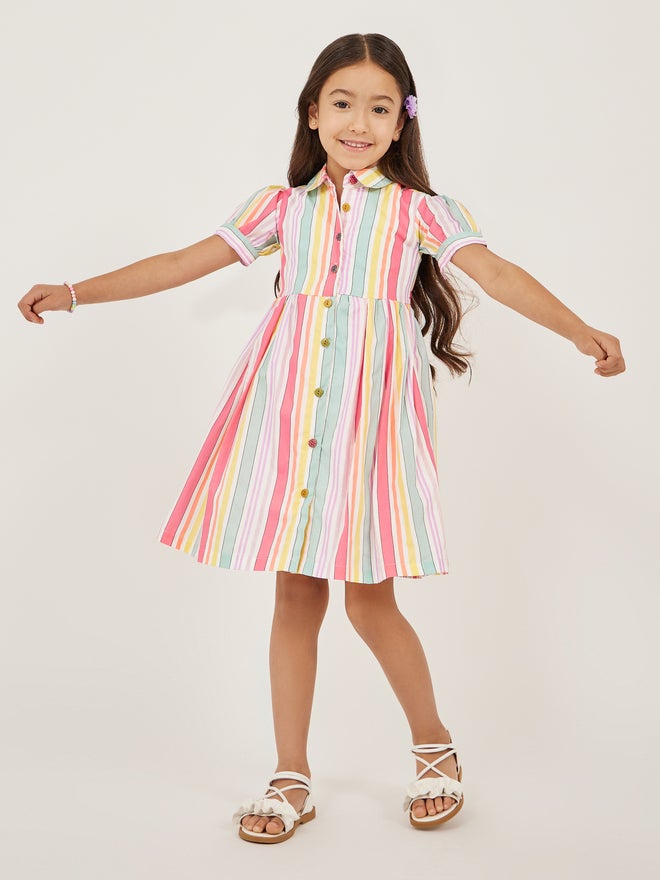 Styli Striped Shirred Dress - Image 1