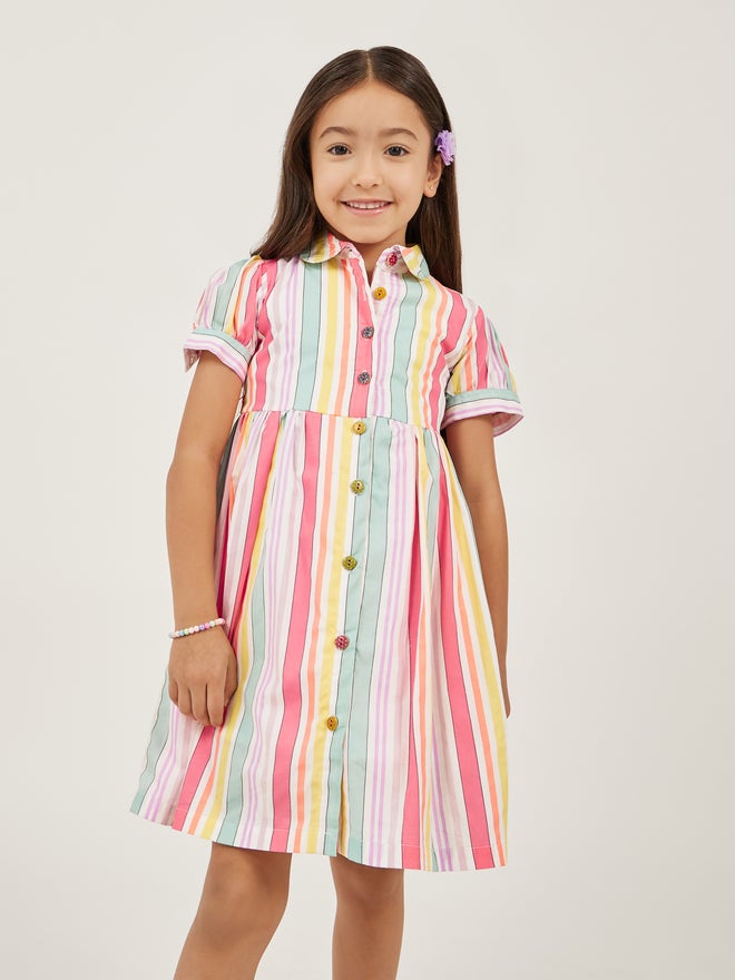 Styli Striped Shirred Dress - Image 2