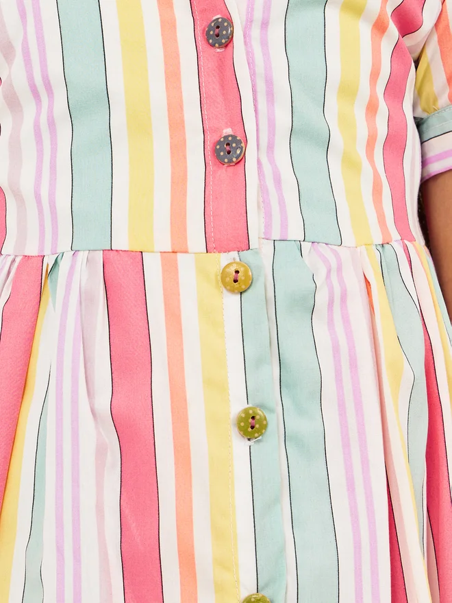 Styli Striped Shirred Dress