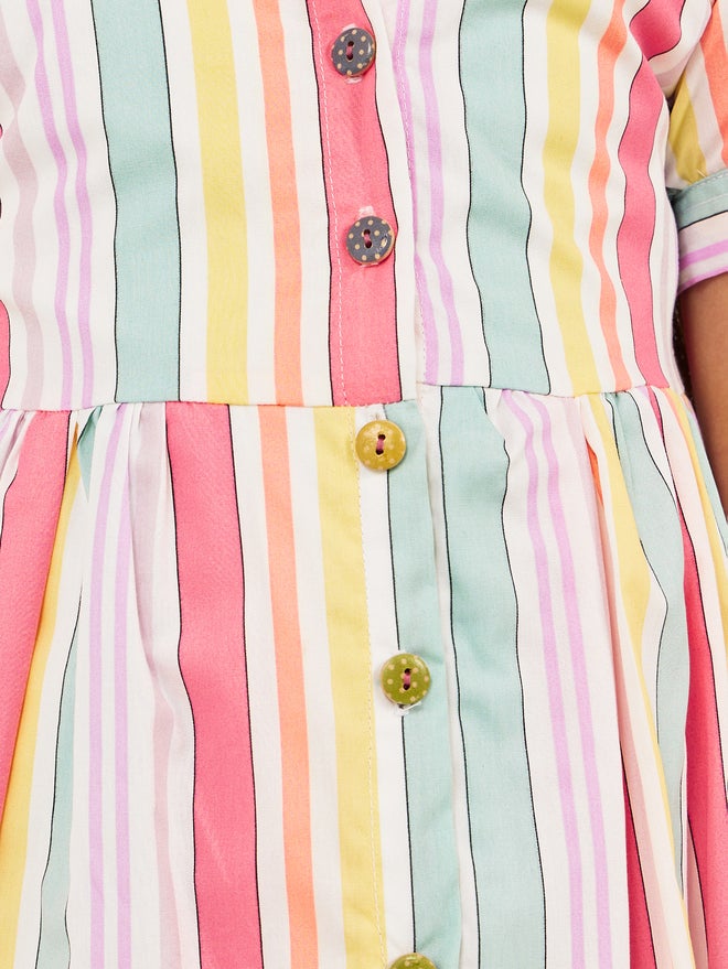 Styli Striped Shirred Dress - Image 3