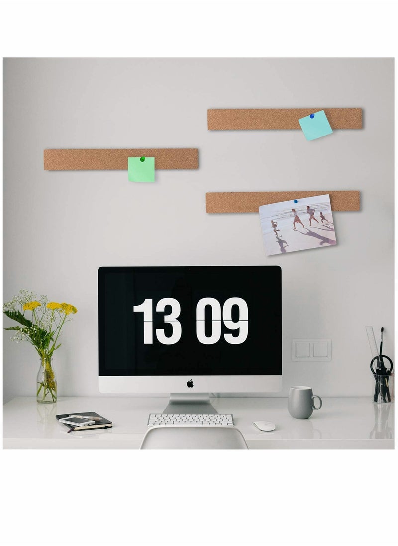 KASTWAVE Cork Board, Bulletin Board Bar Strip, 15"" x 2""- 1/2"" Thick, Frameless Cork Board Strips, with 35 Multi-Color Push Pins, Strong Self Adhesive Backing - 4 Pack  - Image 3