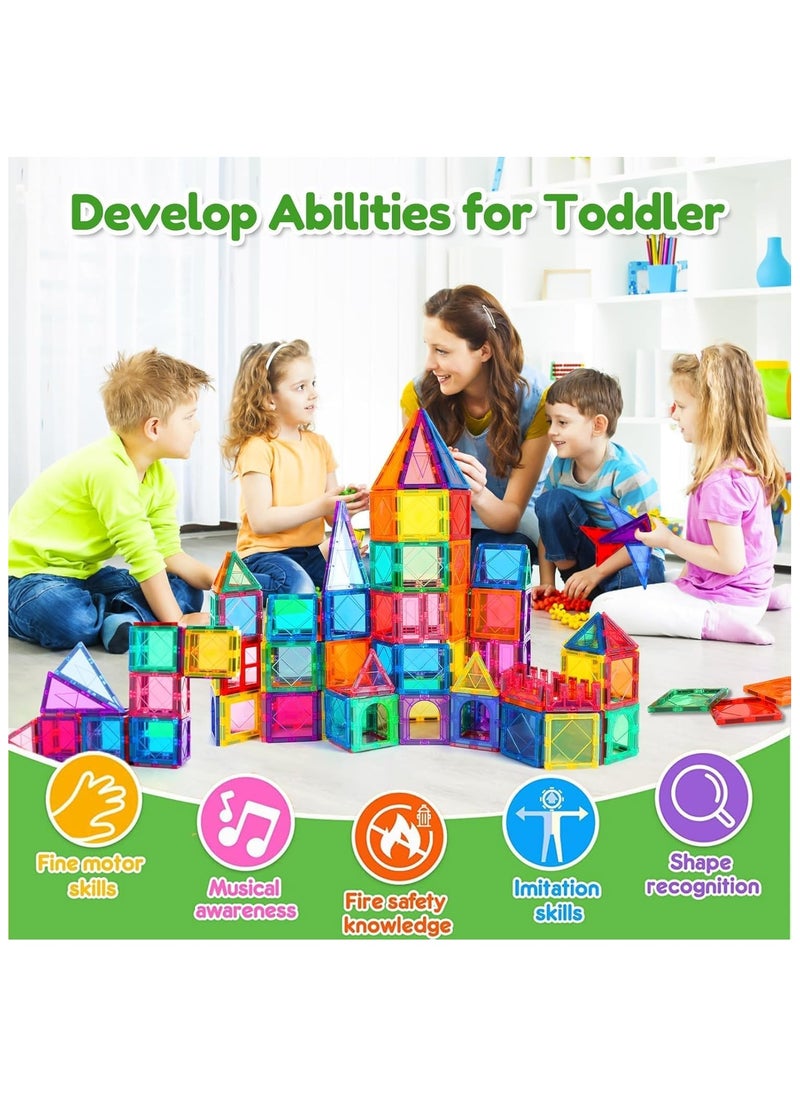 Fun Magnetic Tiles – 110-Piece Building Blocks for Kids, 3D Magnetic Puzzles, Stacking Blocks, Creative Educational Toys for Early Learning, Fun Play, and STEM Development  - Image 3