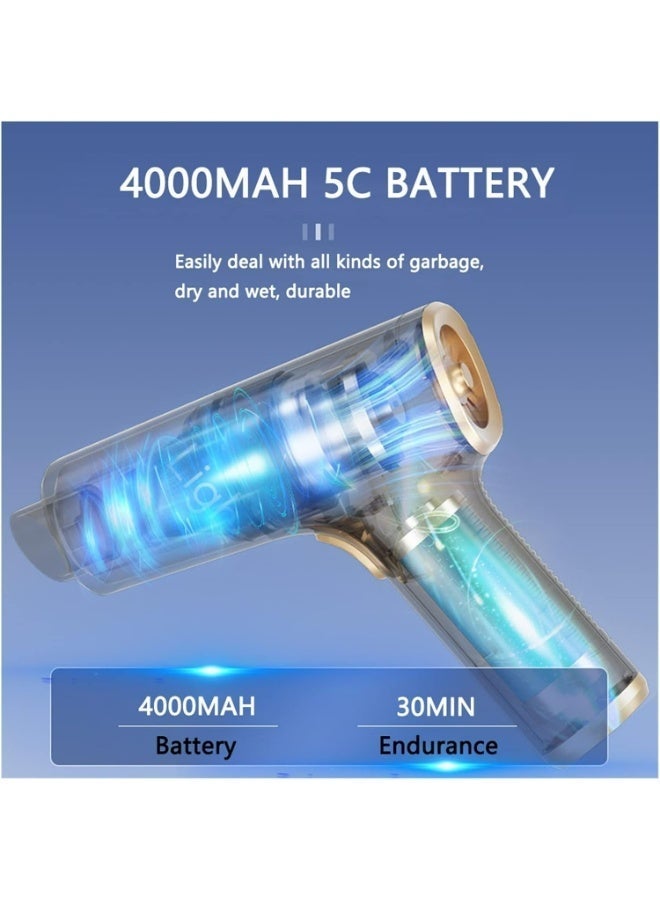 العييجة مكنسة كهربائية محمولة للسيارة، قطعة واحدة، قابلة لإعادة الشحن، خفيفة الوزن وسهلة الحمل مع حقيبة تخزين، لتنظيف داخلي للسيارة بسهولة, ضمان سنة - Image 4