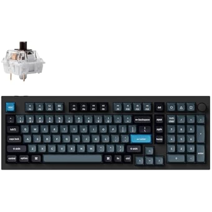 rayihni كيبورد ميكانيكي لاسلكي Q5 PRO QMK/VIA، تخطيط 96% مع مقبض قابل للبرمجة، تصميم مزدوج الحاجز كامل الألمنيوم، مفتاح K PRO BROWN قابل للتبديل السريع لأنظمة ماك وويندوز ولينكس - أسود - Image 1