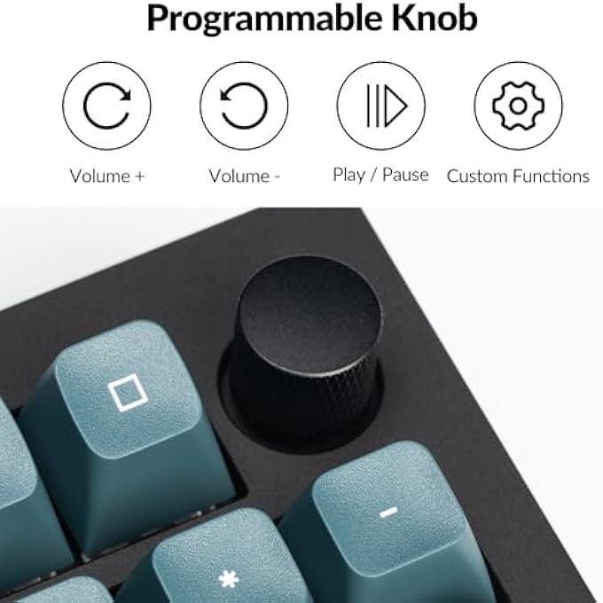 rayihni كيبورد ميكانيكي لاسلكي Q5 PRO QMK/VIA، تخطيط 96% مع مقبض قابل للبرمجة، تصميم مزدوج الحاجز كامل الألمنيوم، مفتاح K PRO BROWN قابل للتبديل السريع لأنظمة ماك وويندوز ولينكس - أسود - Image 3