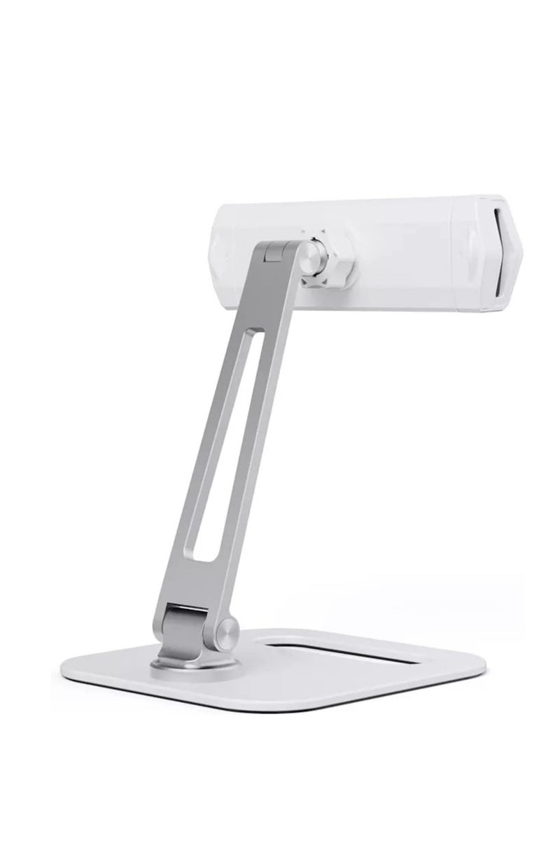 Boneruy work from home office desk 360 rotate aluminum adjustable single pole tablet stand, compatible to 5-14 inch for ipad - silver - Image 1