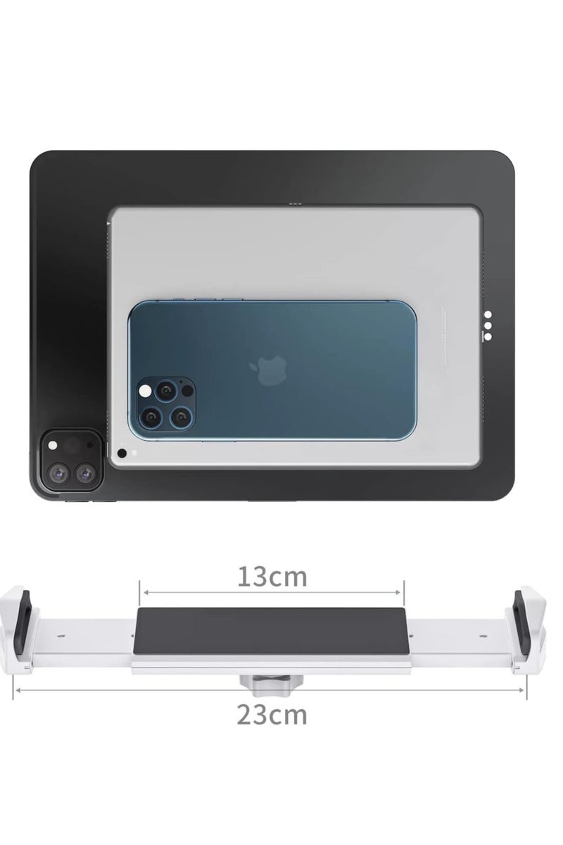 Boneruy work from home office desk 360 rotate aluminum adjustable single pole tablet stand, compatible to 5-14 inch for ipad - silver - Image 4