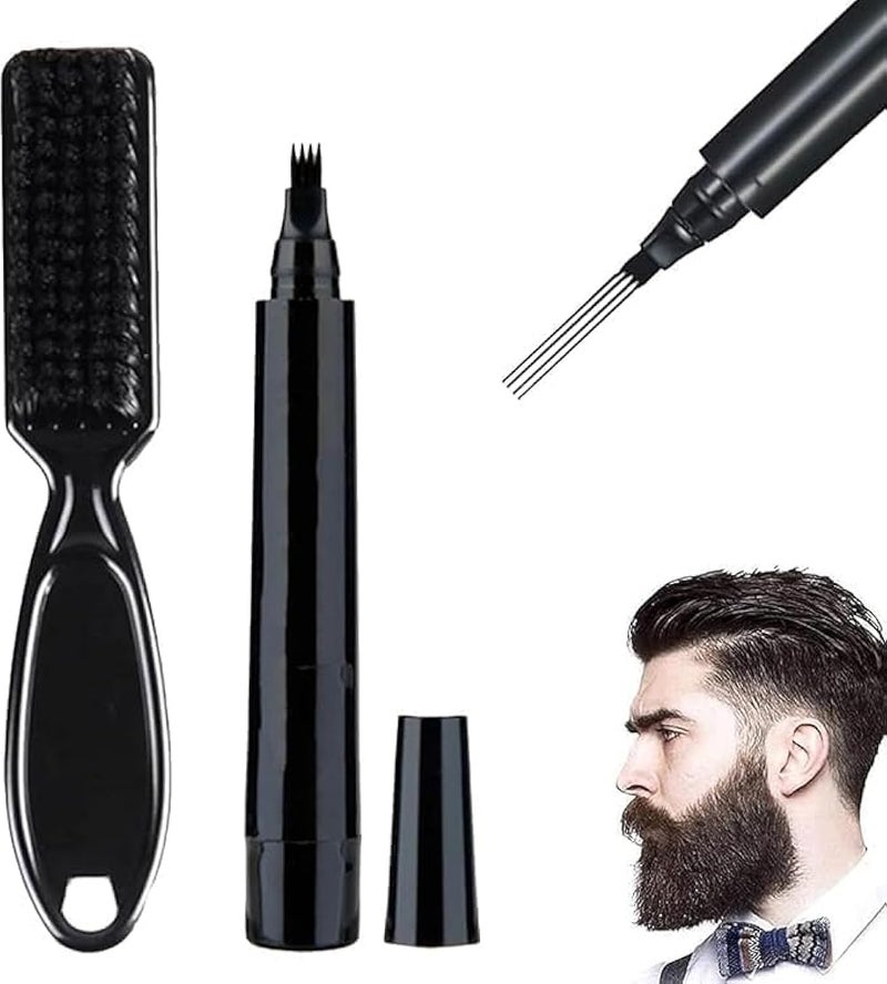 Beard Liner Pen Set for Men Waterproof & Sweatproof – Fine Point Tip Pen for Natural Look – Long Lasting for Professional Beard, Moustache & Eyebrows - Image 1