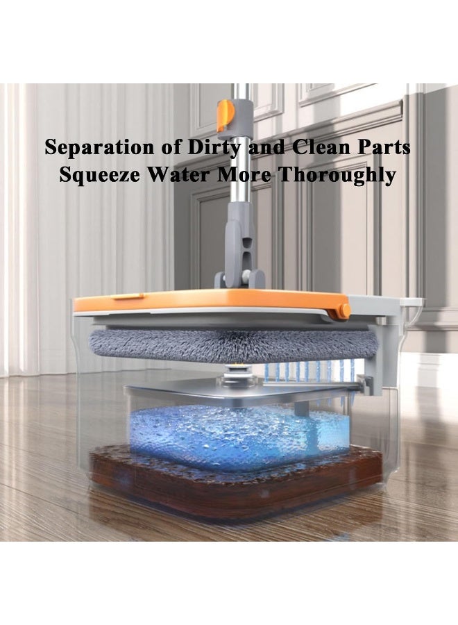 ALEjon Spin Mop M16, Self Wash Spin Mop M16, Spin Mop Set, Mop and Bucket, Square Head Mop, Spin Mop Buckets Separate Clean and Dirty Water, 360 Degree Rotatable Adjustable Cleaning Square Spin Mop (A) - Image 4