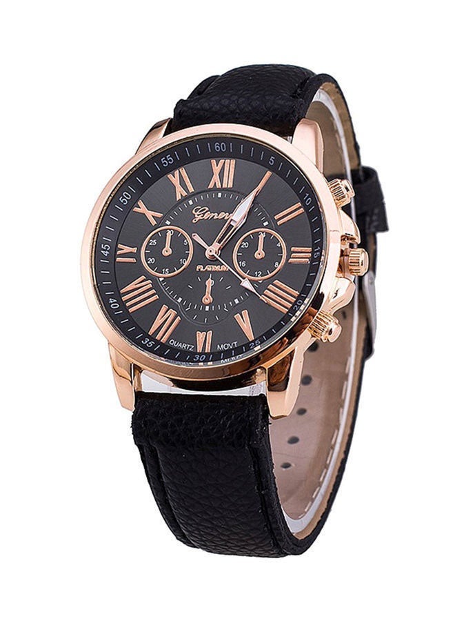 Geneva Women's Water Resistant Leather Analog Watch AWNTG-01-W0164 - 37 mm - Black - Image 1