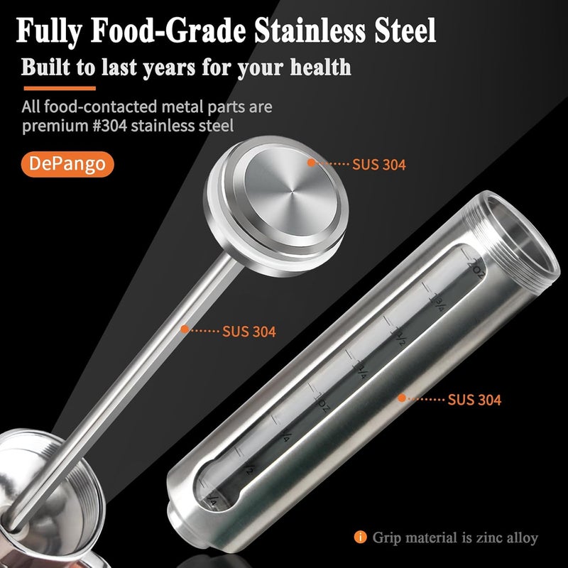 DePango Meat Injector, Stainless Steel Marinade Injector Flavor Syringe Kit with 2-oz Measurement Window for Smoker Food BBQ Grill, Cooking Turkey Chicken Steak Beef Brisket Pork-Chops, 3 Meat Needles - Image 2