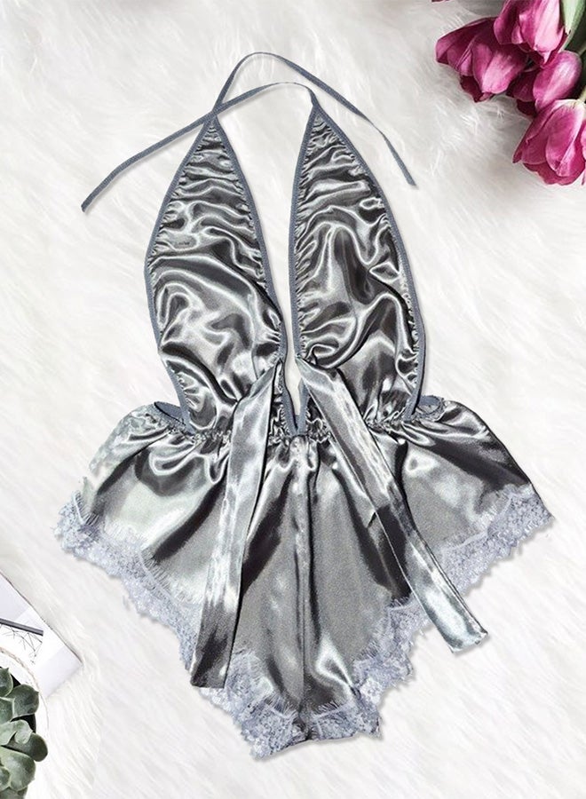 MARGOUN Women XL Size Stain Silk Underwear Fashion Ladies Sleepwear Grey - Image 1