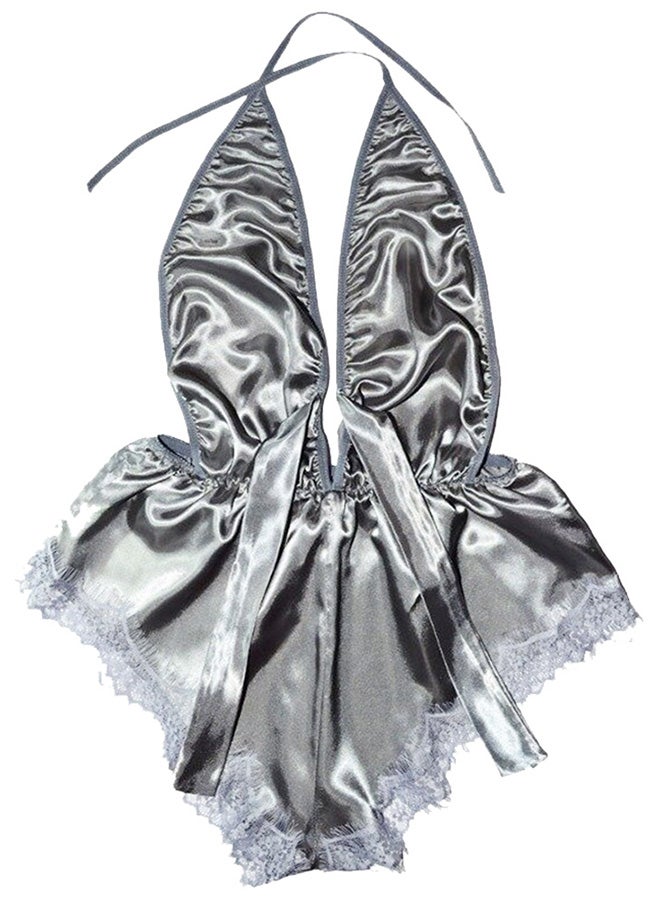 MARGOUN Women XL Size Stain Silk Underwear Fashion Ladies Sleepwear Grey - Image 3