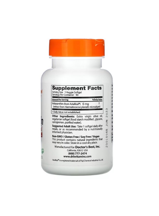 دكتورز بست Astaxanthin with AstaReal 6 mg 90 Veggie Softgels - Image 2