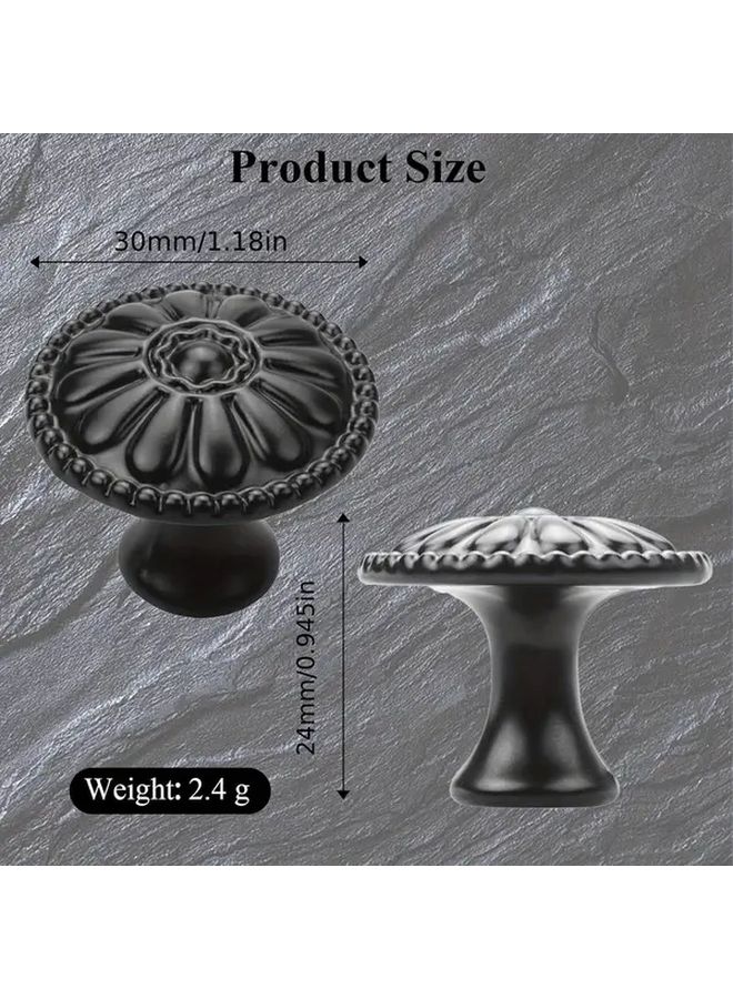 Matte Black Kitchen Cabinet Knobs Set Of 12 Round Drawer Pulls With Victorian Floral Design - Image 4