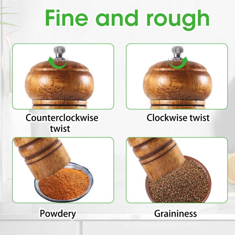 MSMXCS Salt and Pepper Grinder Set,10 inch Wooden Pepper Mill Pepper Shaker Manual Wooden Salt and Pepper Mill Set with Adjustable Ceramic Rotor Refillable Spice Grinders Mills for Home Kitchen - Image 5