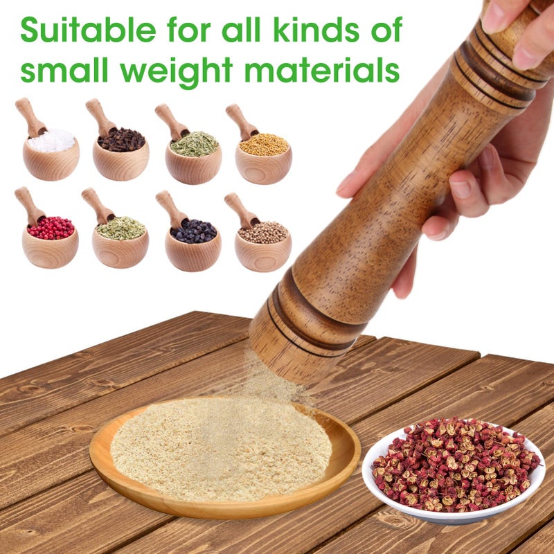 MSMXCS Salt and Pepper Grinder Set,10 inch Wooden Pepper Mill Pepper Shaker Manual Wooden Salt and Pepper Mill Set with Adjustable Ceramic Rotor Refillable Spice Grinders Mills for Home Kitchen - Image 4