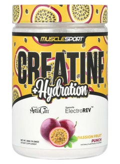 MUSCLESPORT Creatine + Hydration Passion Fruit Punch 10.58 oz (300 g) 