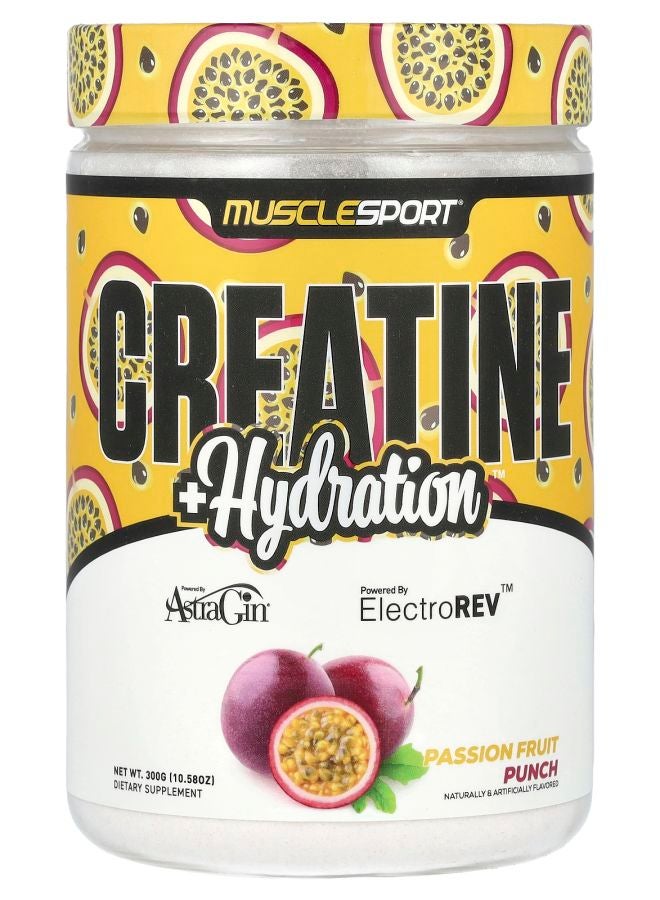 MUSCLESPORT Creatine + Hydration Passion Fruit Punch 10.58 oz (300 g)