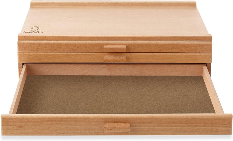 7 Elements 3 Drawer Wooden Artist Storage Supply Box for Pastels, Pencils, Pens, Markers, Brushes and Tools - Image 5